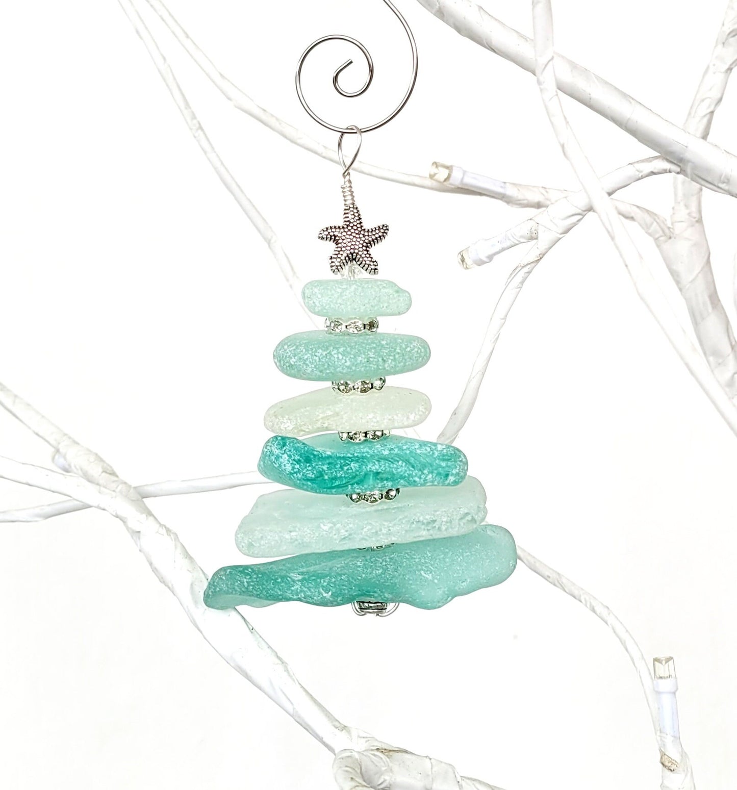 Sea Glass Christmas Tree Ornament/Sea Glass Pine Tree Ornament/Genuine Sea Glass Tree Ornament/17