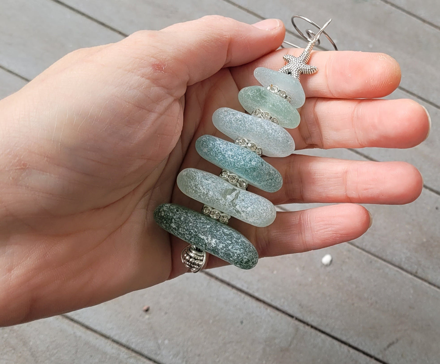 Sea Glass Christmas Tree Ornament/Sea Glass Pine Tree Ornament/Genuine Sea Glass Tree Ornament/18