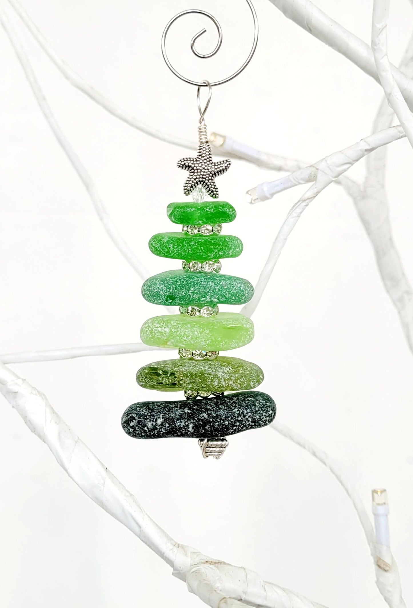 Sea Glass Christmas Tree Ornament/Sea Glass Pine Tree Ornament/Genuine Sea Glass Tree Ornament/19