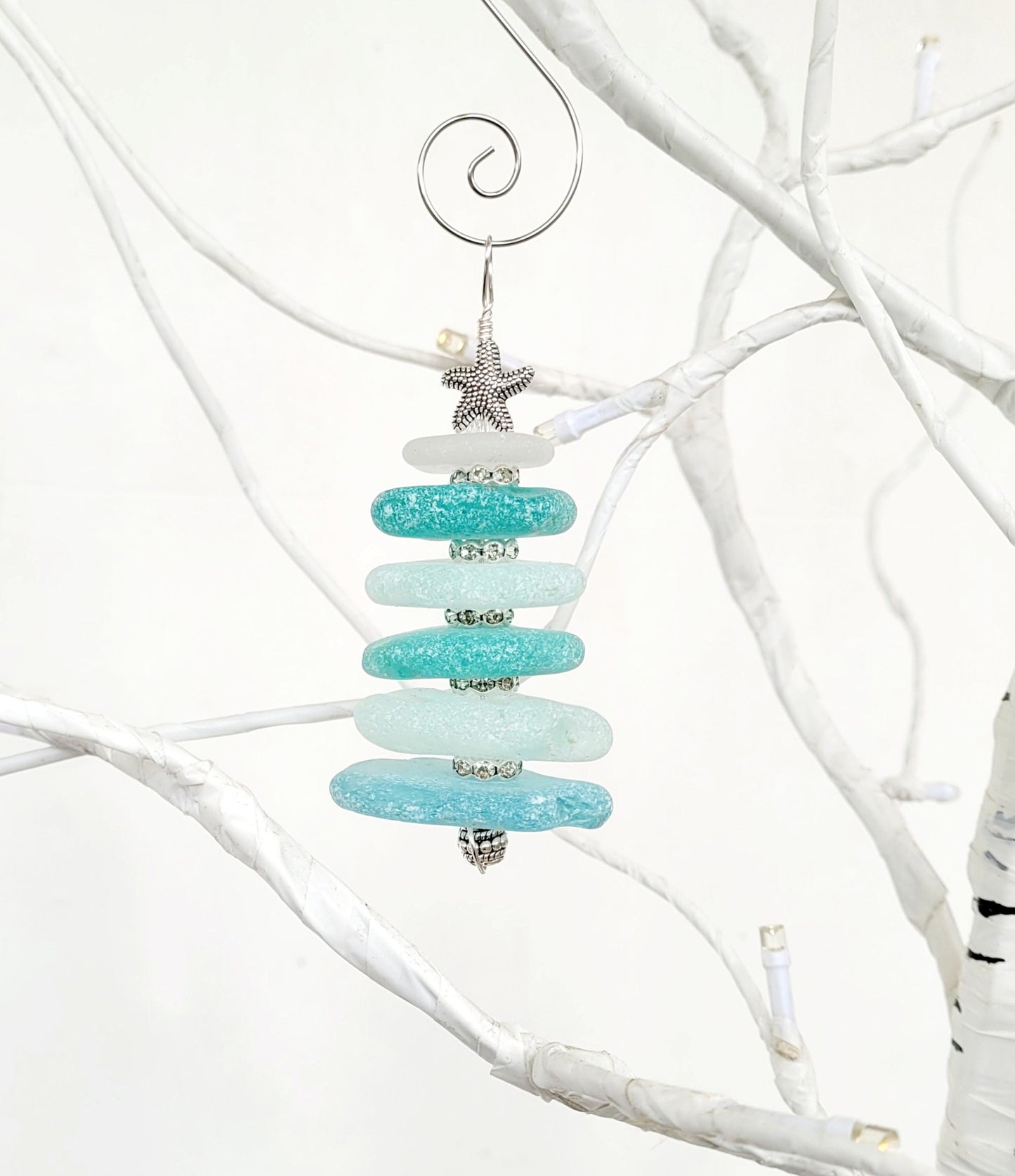 Sea Glass Christmas Tree Ornament/Sea Glass Pine Tree Ornament/Genuine Sea Glass Tree Ornament/21