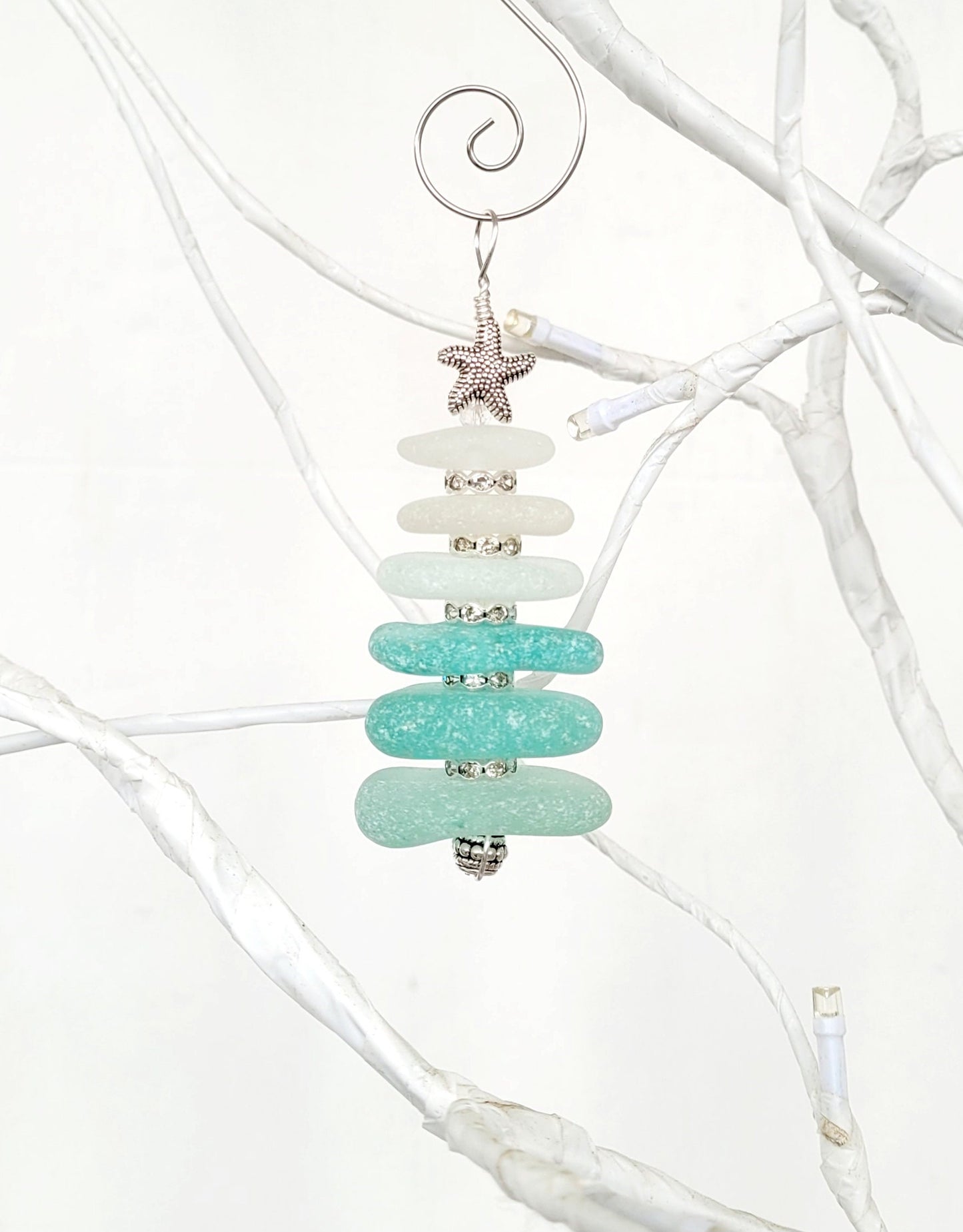 Sea Glass Christmas Tree Ornament/Sea Glass Pine Tree Ornament/Genuine Sea Glass Tree Ornament/22