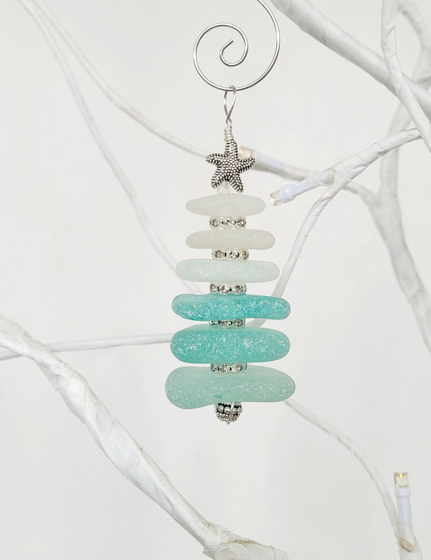 Sea Glass Christmas Tree Ornament/Sea Glass Pine Tree Ornament/Genuine Sea Glass Tree Ornament/22