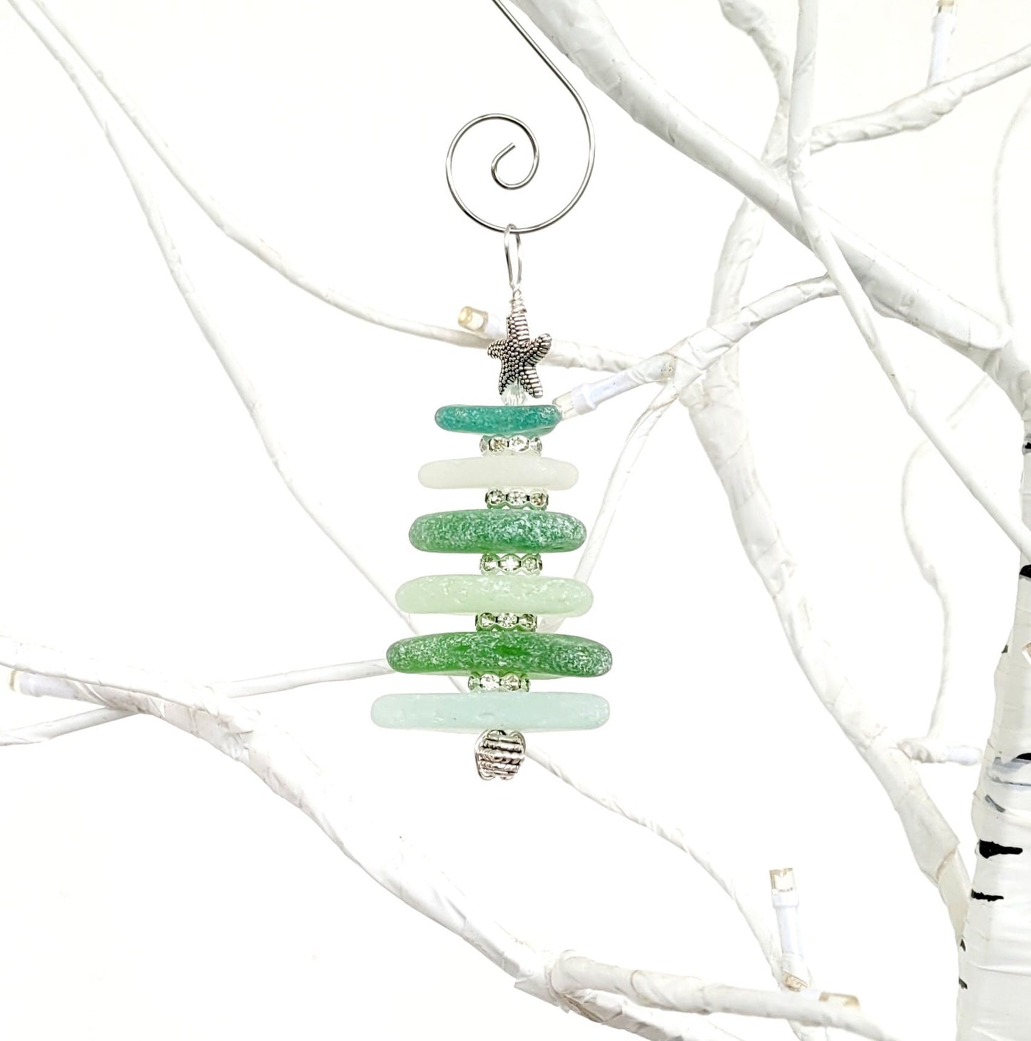 Sea Glass Christmas Tree Ornament/Sea Glass Pine Tree Ornament/Genuine Sea Glass Tree Ornament/23