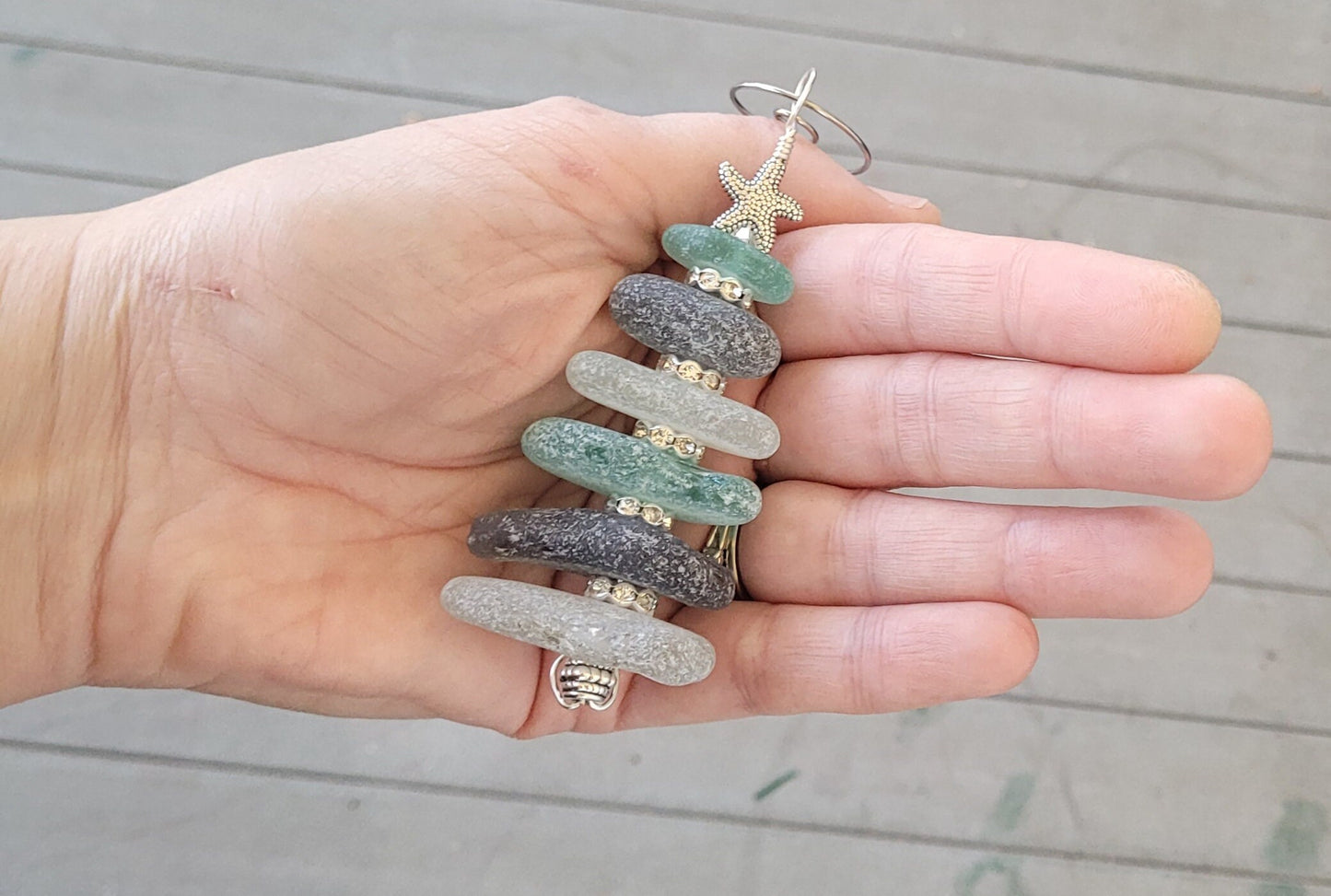 Sea Glass Christmas Tree Ornament/Sea Glass Pine Tree Ornament/Genuine Sea Glass Tree Ornament/24