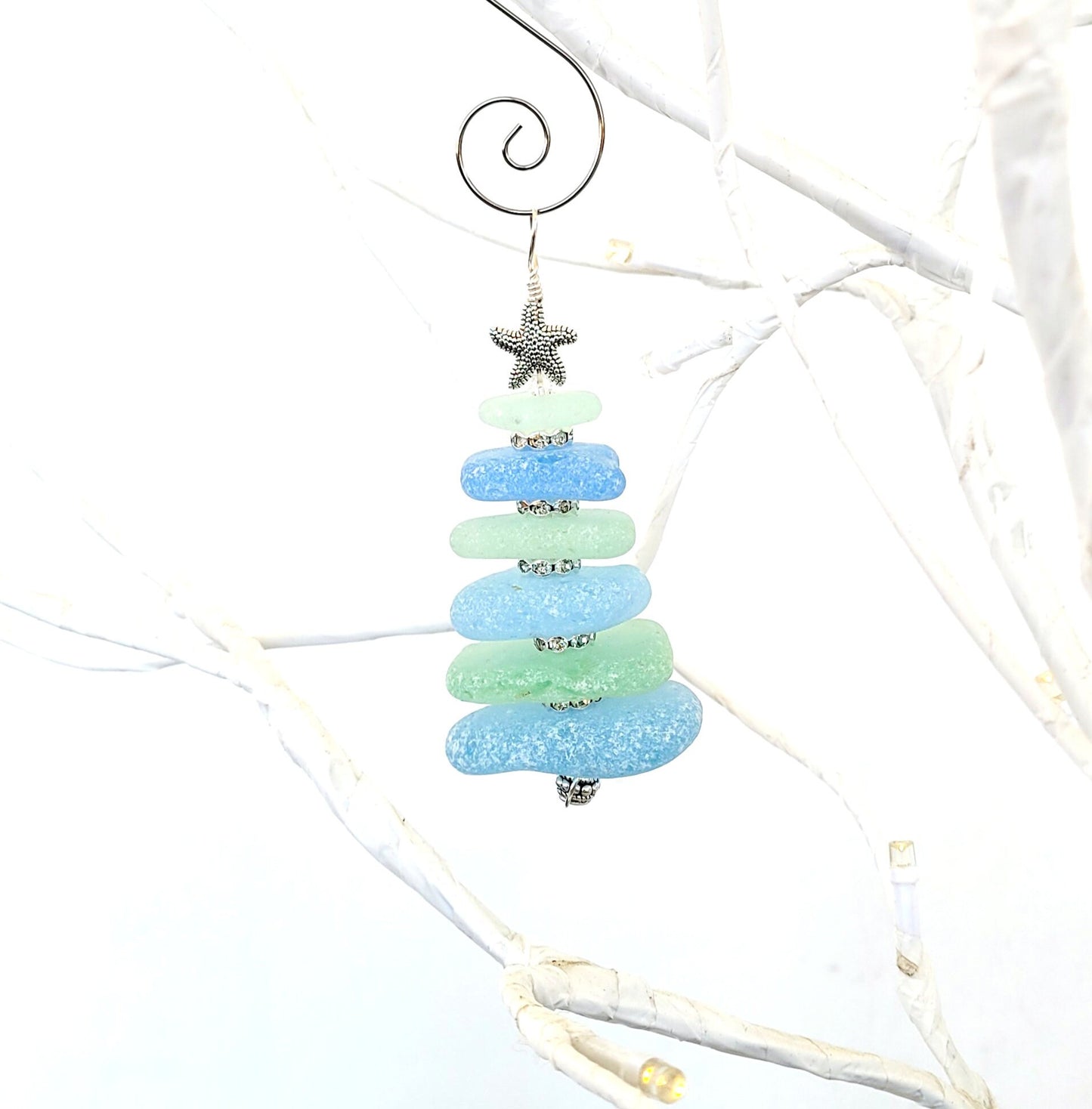 Sea Glass Christmas Tree Ornament/Sea Glass Pine Tree Ornament/Genuine Sea Glass Tree Ornament/25