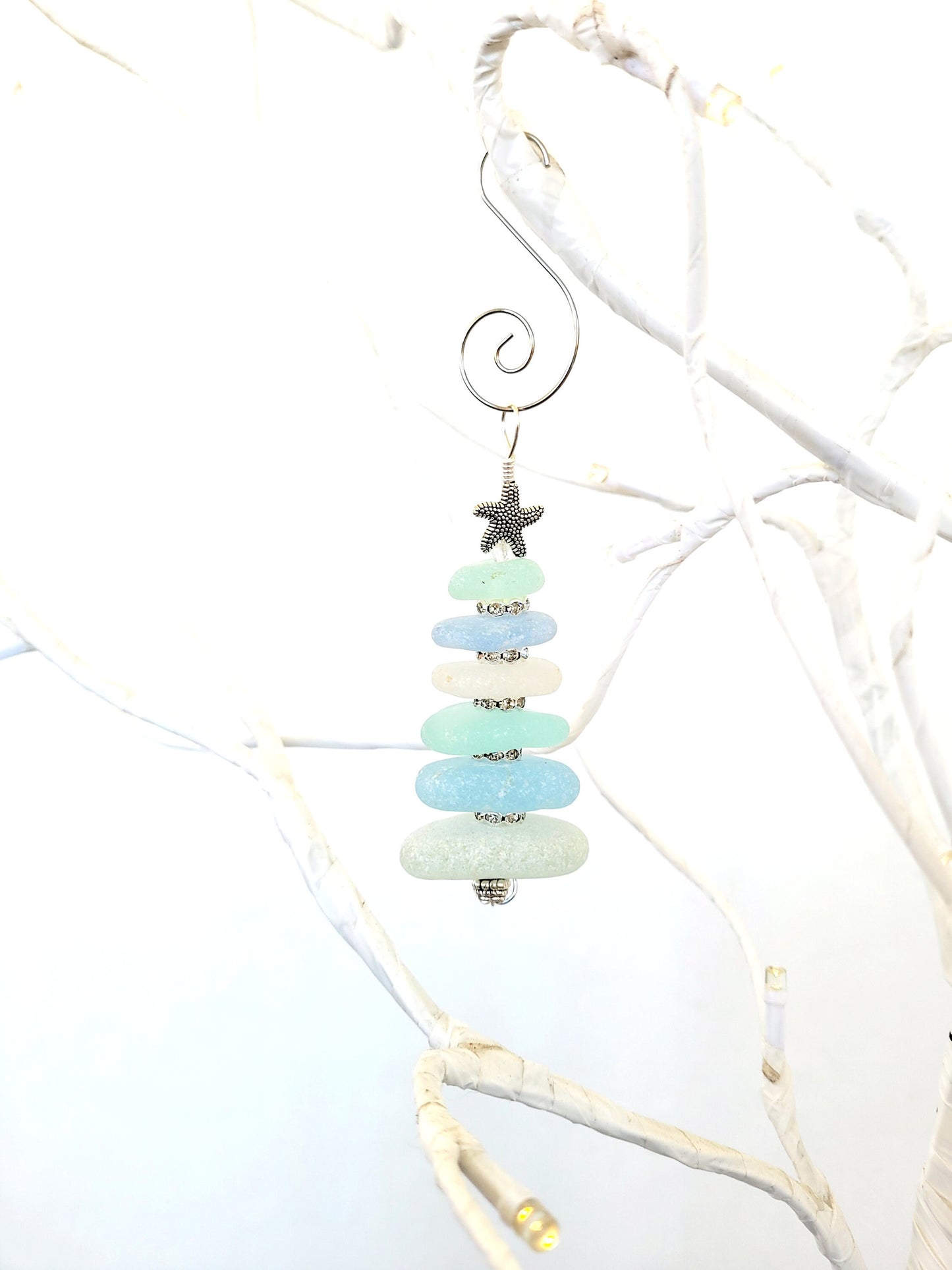 Sea Glass Christmas Tree Ornament/Sea Glass Pine Tree Ornament/Genuine Sea Glass Tree Ornament/26