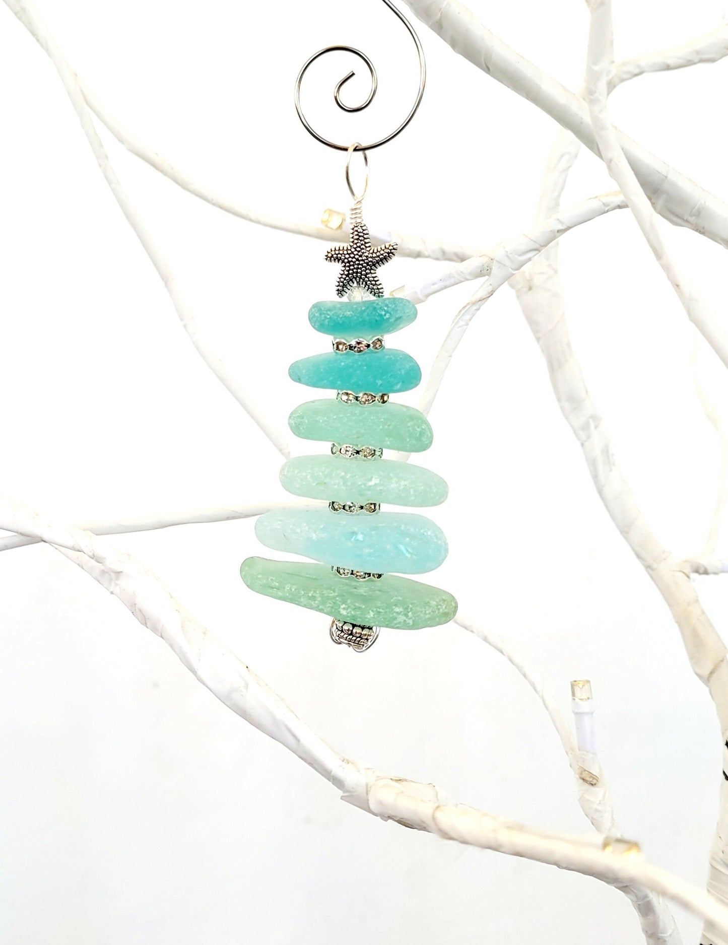 Sea Glass Christmas Tree Ornament/Sea Glass Pine Tree Ornament/Genuine Sea Glass Tree Ornament/27