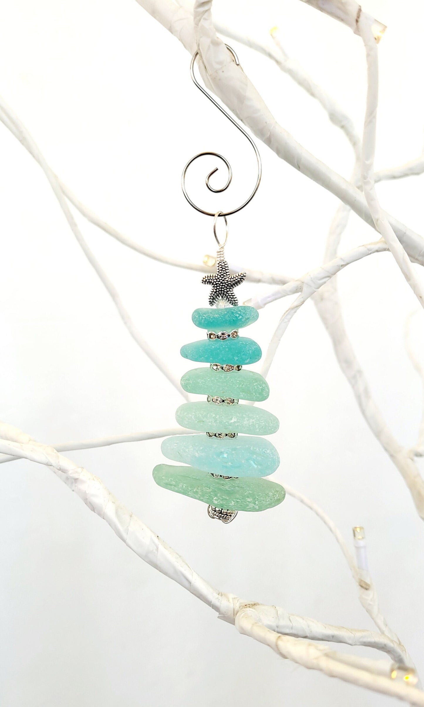 Sea Glass Christmas Tree Ornament/Sea Glass Pine Tree Ornament/Genuine Sea Glass Tree Ornament/27