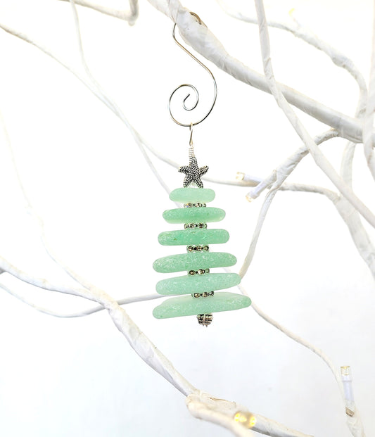 Sea Glass Christmas Tree Ornament/Sea Glass Pine Tree Ornament/Genuine Sea Glass Tree Ornament/28