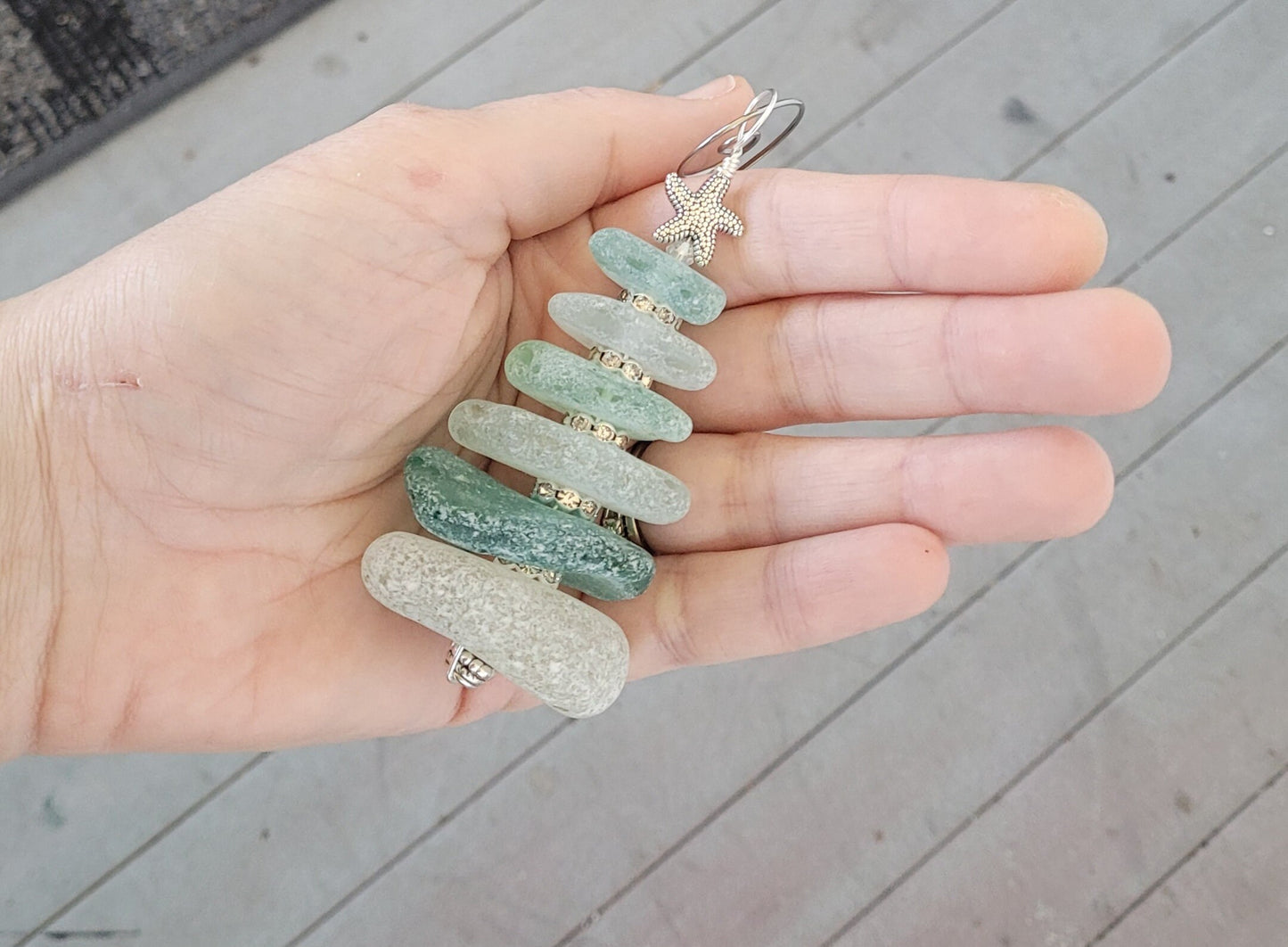 Sea Glass Christmas Tree Ornament/Sea Glass Pine Tree Ornament/Genuine Sea Glass Tree Ornament/29