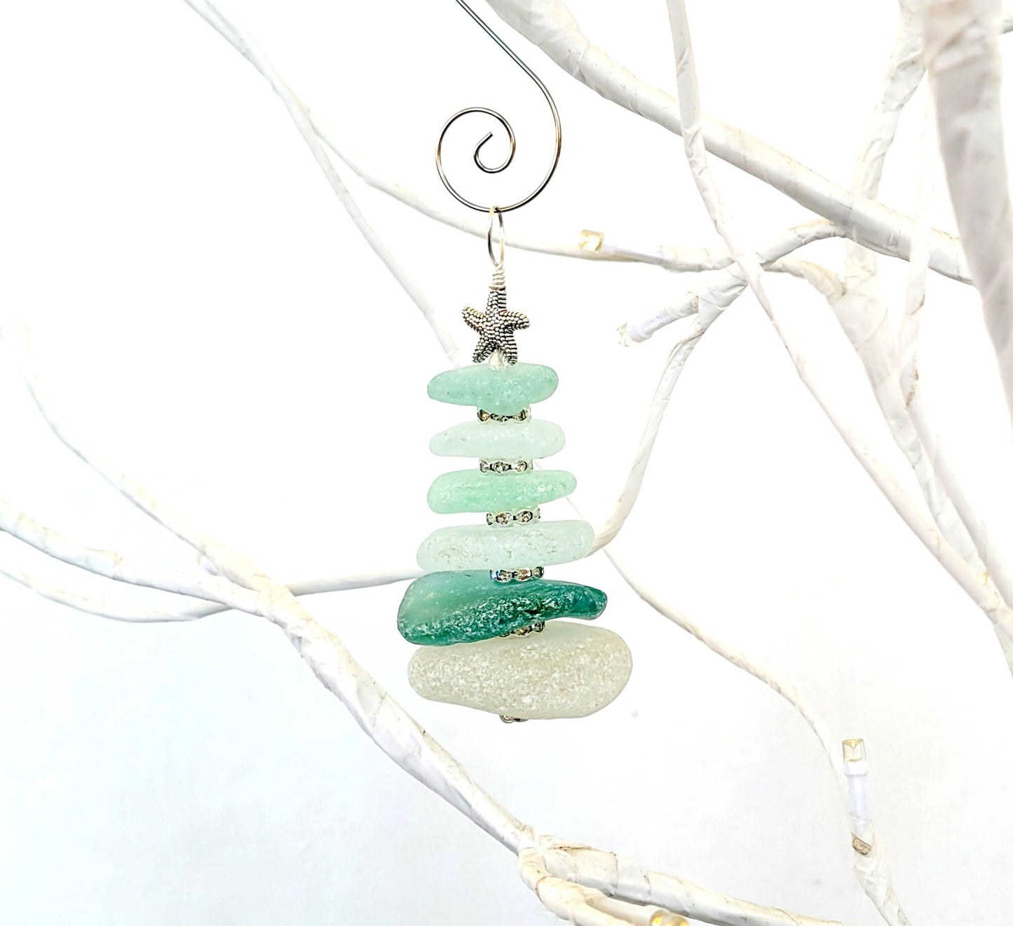 Sea Glass Christmas Tree Ornament/Sea Glass Pine Tree Ornament/Genuine Sea Glass Tree Ornament/29