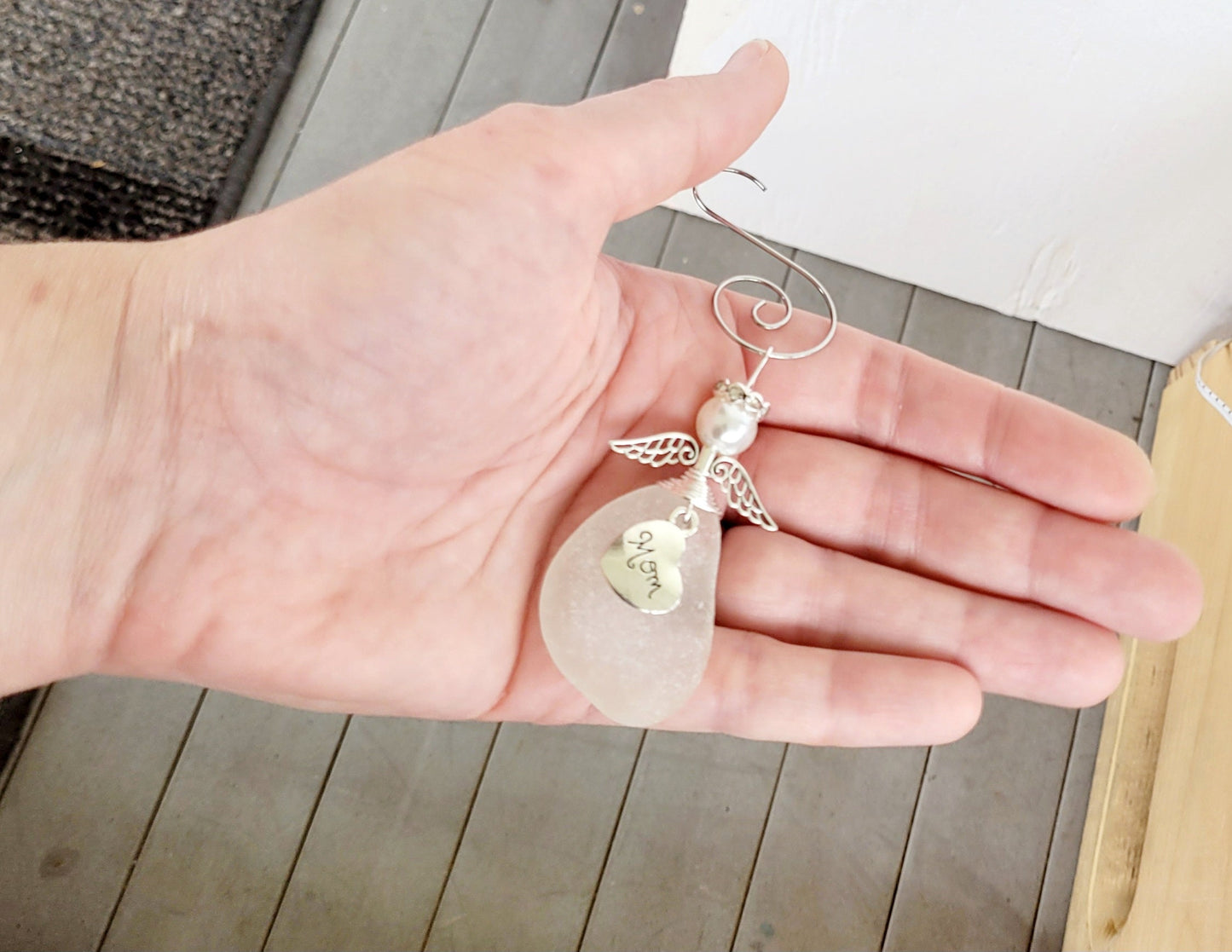 Genuine Sea Glass Angel Sun Catcher/Angel Car Charm/Angel Pendant/Angel Ornament/Get Well Gift/Gift for Her/Birthday Gift/149