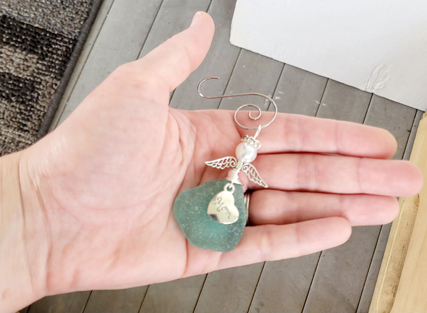 Genuine Sea Glass Angel Sun Catcher/Angel Car Charm/Angel Pendant/Angel Ornament/Get Well Gift/Gift for Her/Birthday Gift/146