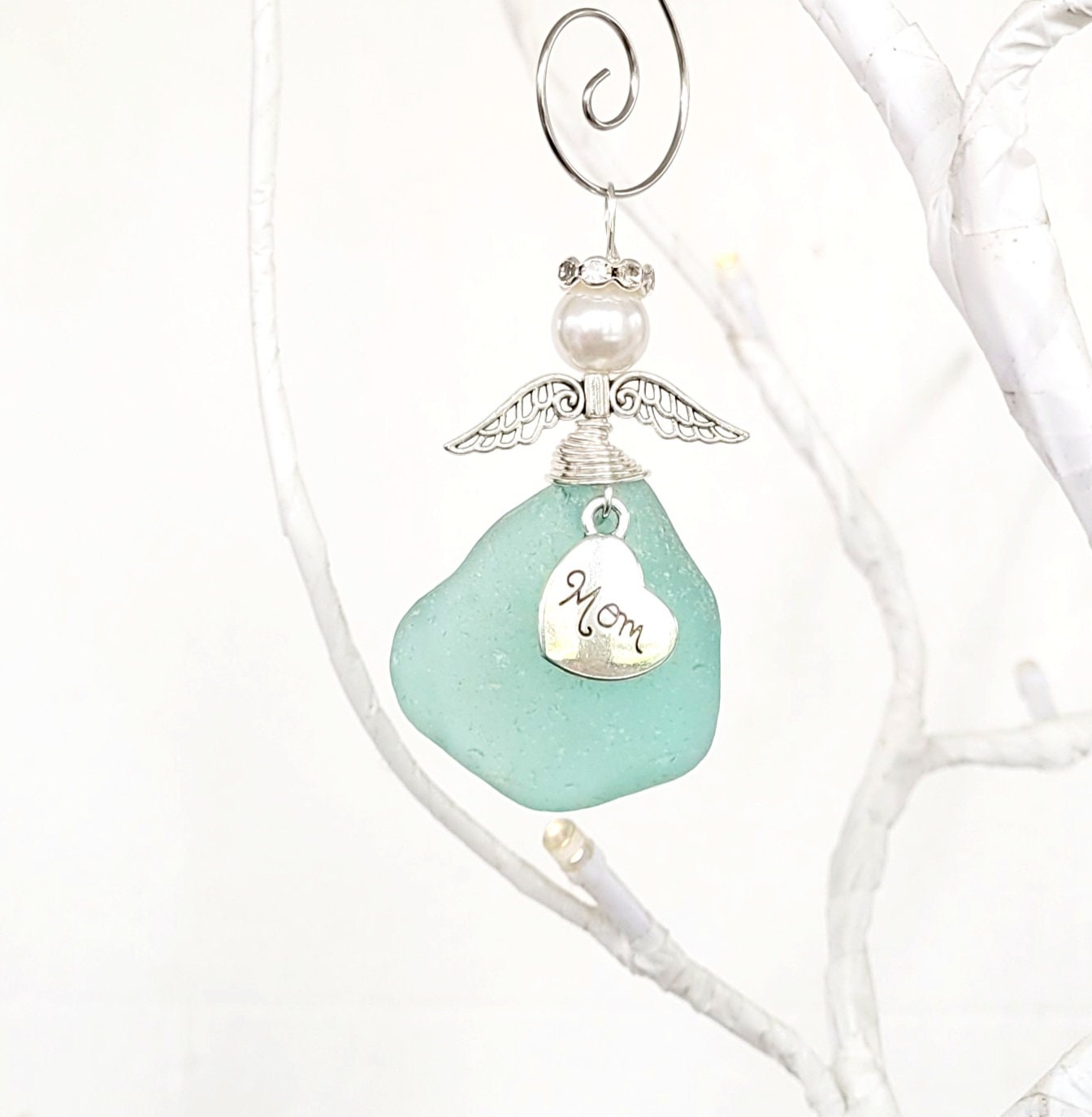 Genuine Sea Glass Angel Sun Catcher/Angel Car Charm/Angel Pendant/Angel Ornament/Get Well Gift/Gift for Her/Birthday Gift/146