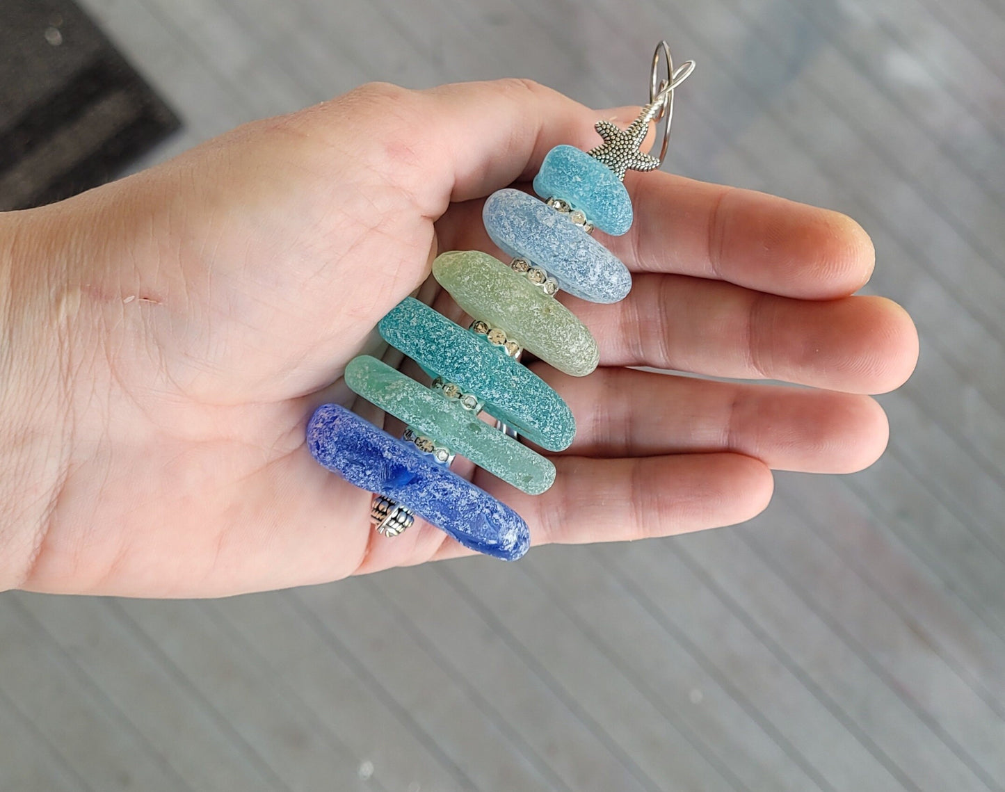 Sea Glass Christmas Tree Ornament/Sea Glass Pine Tree Ornament/Genuine Sea Glass Tree Ornament/30