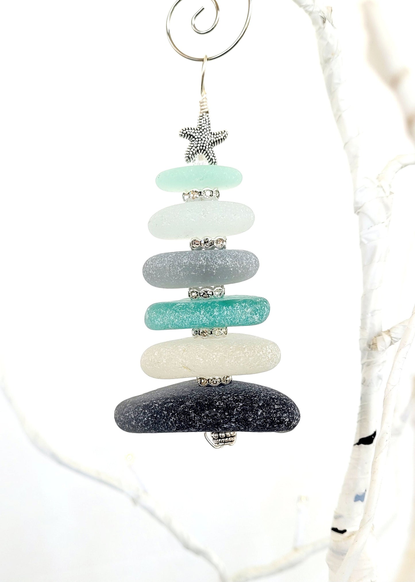 Sea Glass Christmas Tree Ornament/Sea Glass Pine Tree Ornament/Genuine Sea Glass Tree Ornament/32