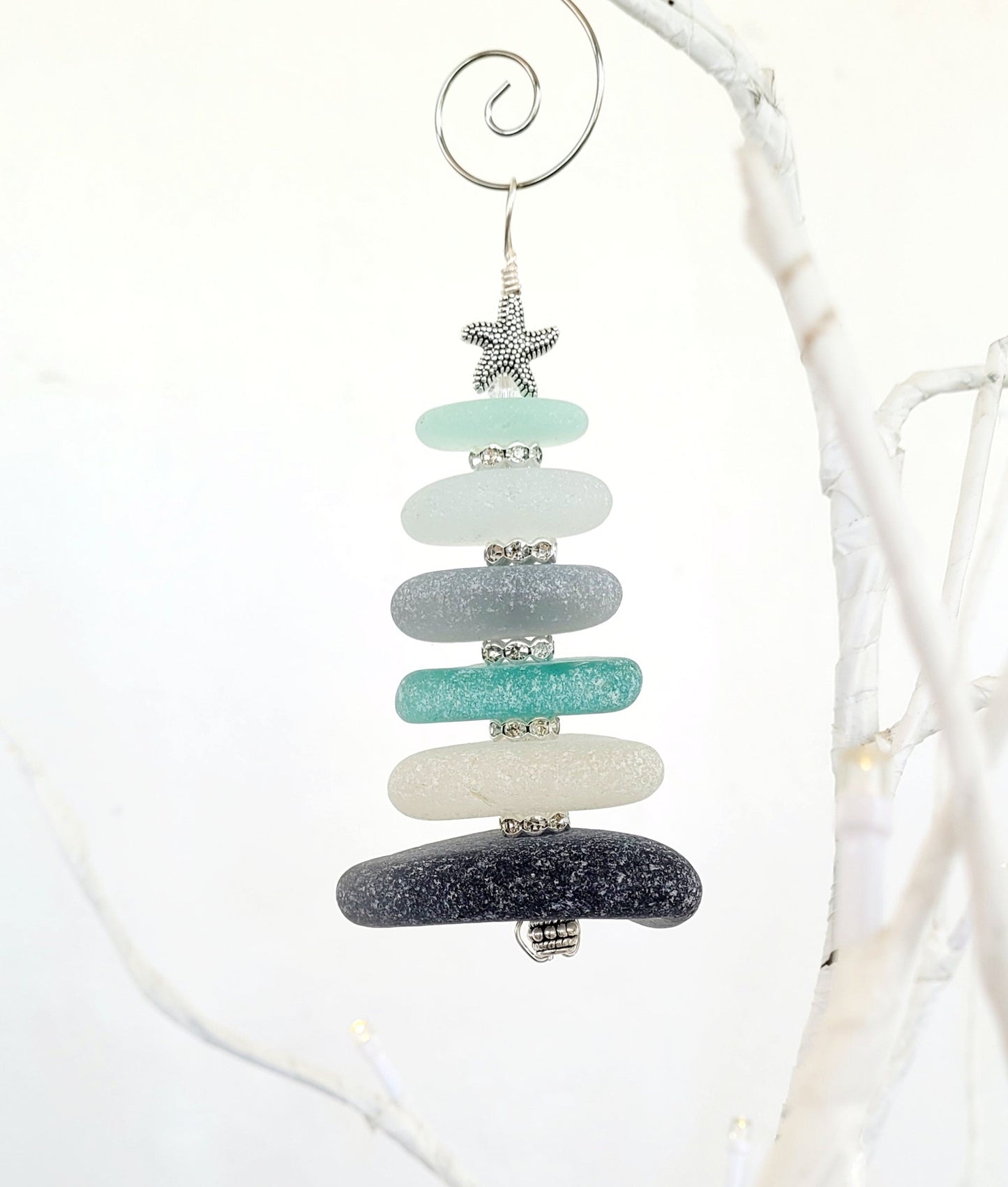 Sea Glass Christmas Tree Ornament/Sea Glass Pine Tree Ornament/Genuine Sea Glass Tree Ornament/32