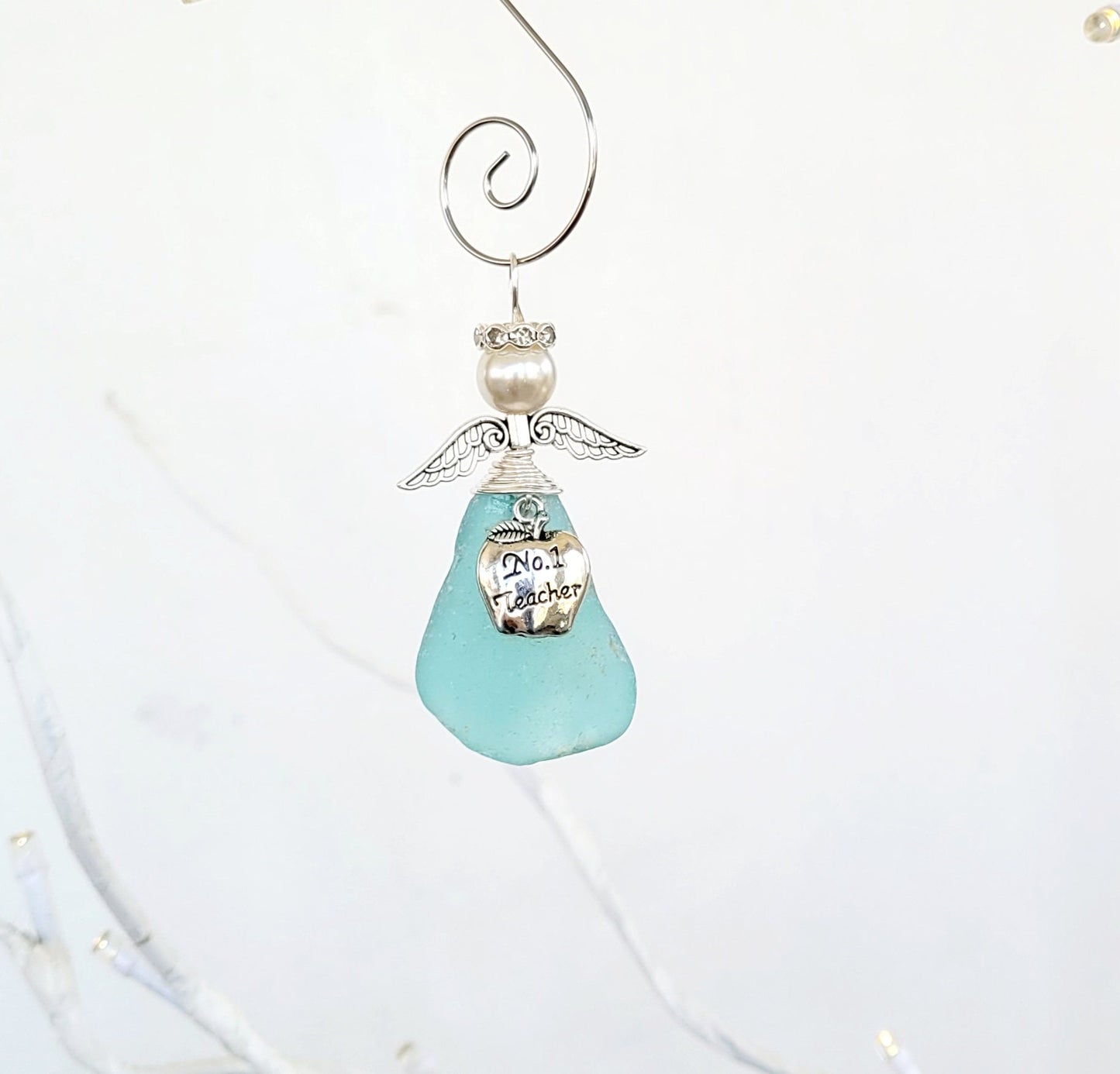 Genuine Sea Glass Angel/Teacher Appreciation Gift/Teacher Angel/Angel for a Teacher/Angel Car Charm/163