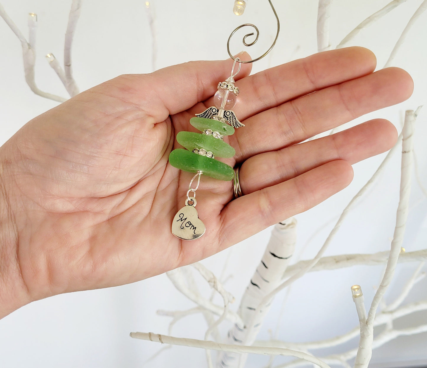 Genuine Sea Glass Angel Sun Catcher/Angel Car Charm/Angel Pendant/Angel Ornament/Get Well Gift/Gift for Her/Birthday Gift/148