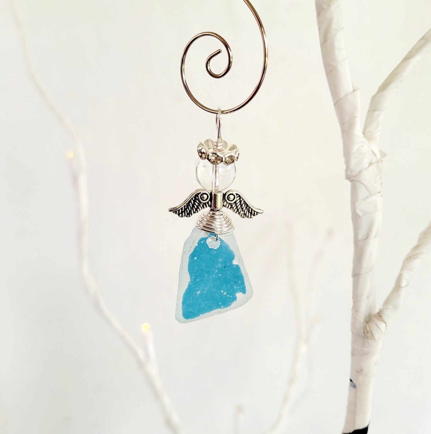 Genuine Sea Glass Angel Sun Catcher/Angel Car Charm/Angel Pendant/Angel Ornament/Get Well Gift/Gift for Her/Birthday Gift/141