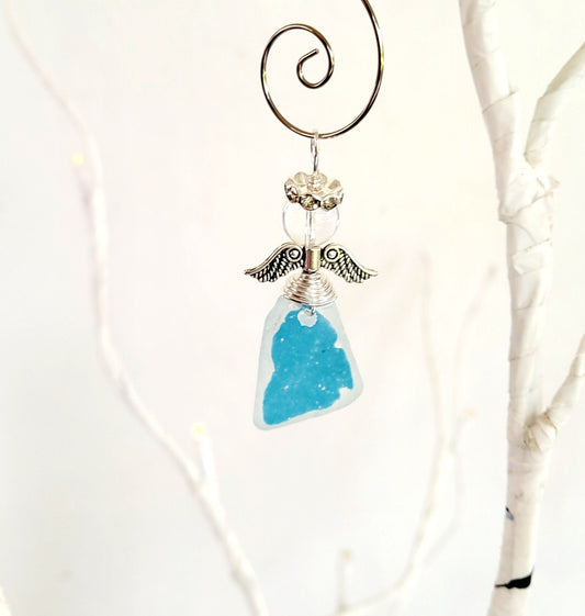 Genuine Sea Glass Angel Sun Catcher/Angel Car Charm/Angel Pendant/Angel Ornament/Get Well Gift/Gift for Her/Birthday Gift/141