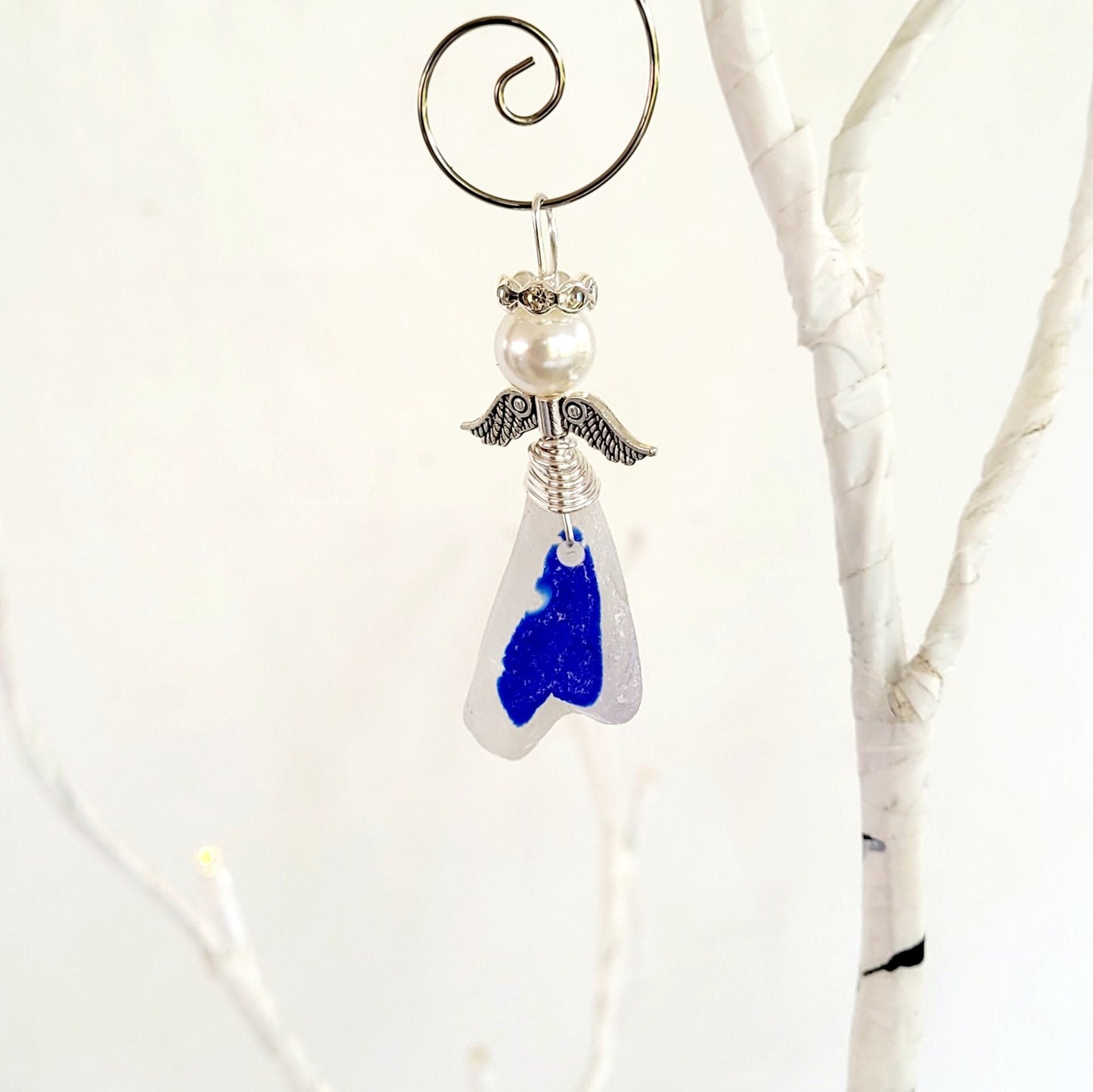 Genuine Sea Glass Angel Sun Catcher/Angel Car Charm/Angel Pendant/Angel Ornament/Get Well Gift/Gift for Her/Birthday Gift/64