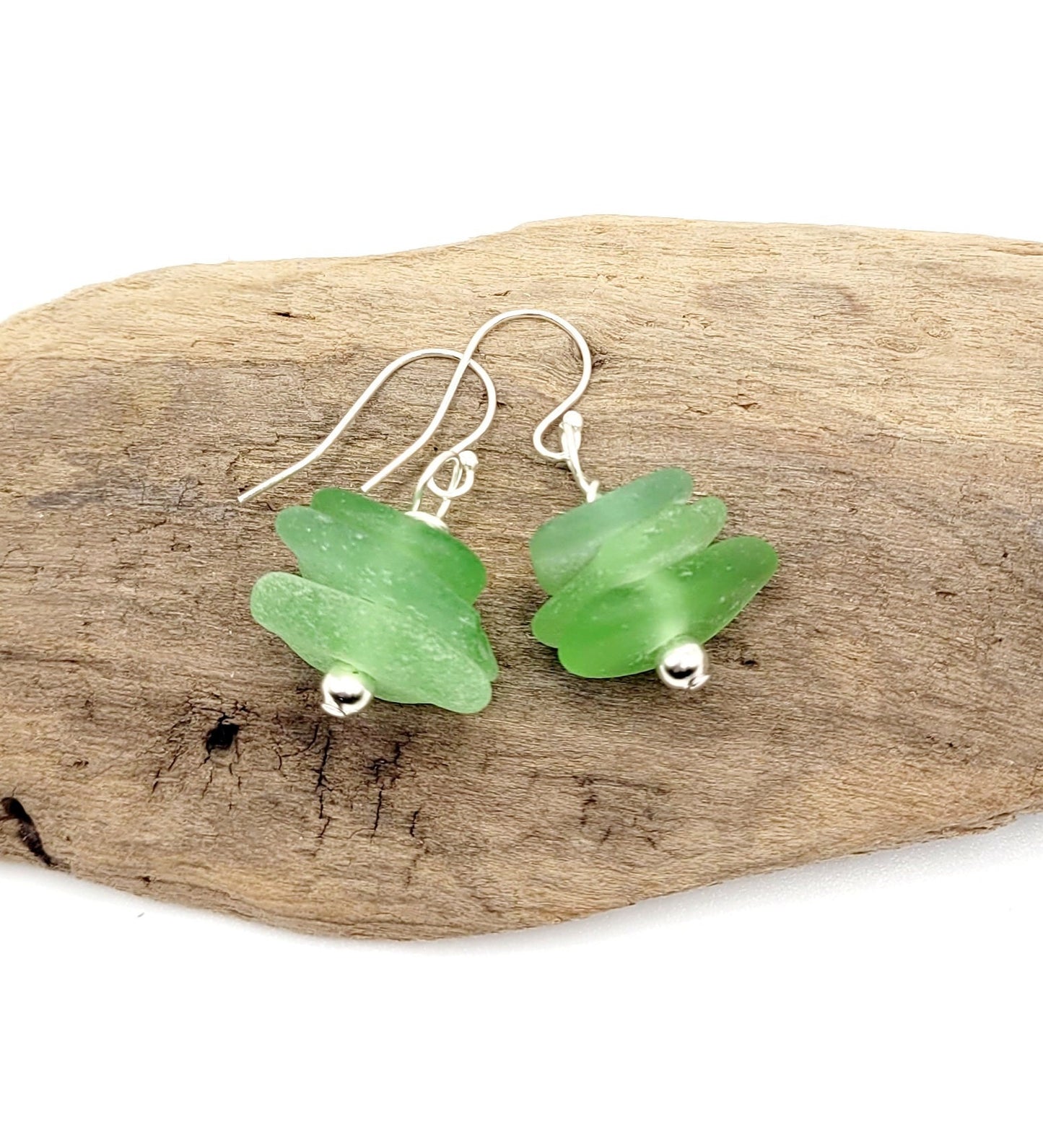 Genuine Sea Glass/Sea Foam Green Glass Earrings/Sea Glass and Sterling Silver Earrings/Gift for Her/Nautical Earrings