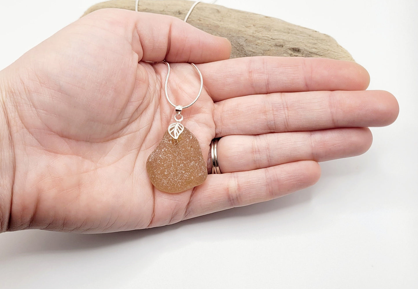 Genuine Sea Glass/Sea Glass and Sterling Silver Necklace/Sea Glass Pendant/Genuine Sea Glass Jewelry/51