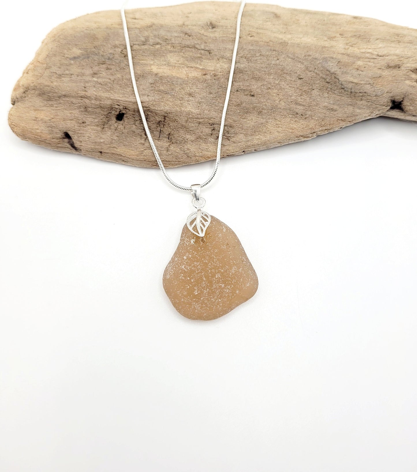 Genuine Sea Glass/Sea Glass and Sterling Silver Necklace/Sea Glass Pendant/Genuine Sea Glass Jewelry/51