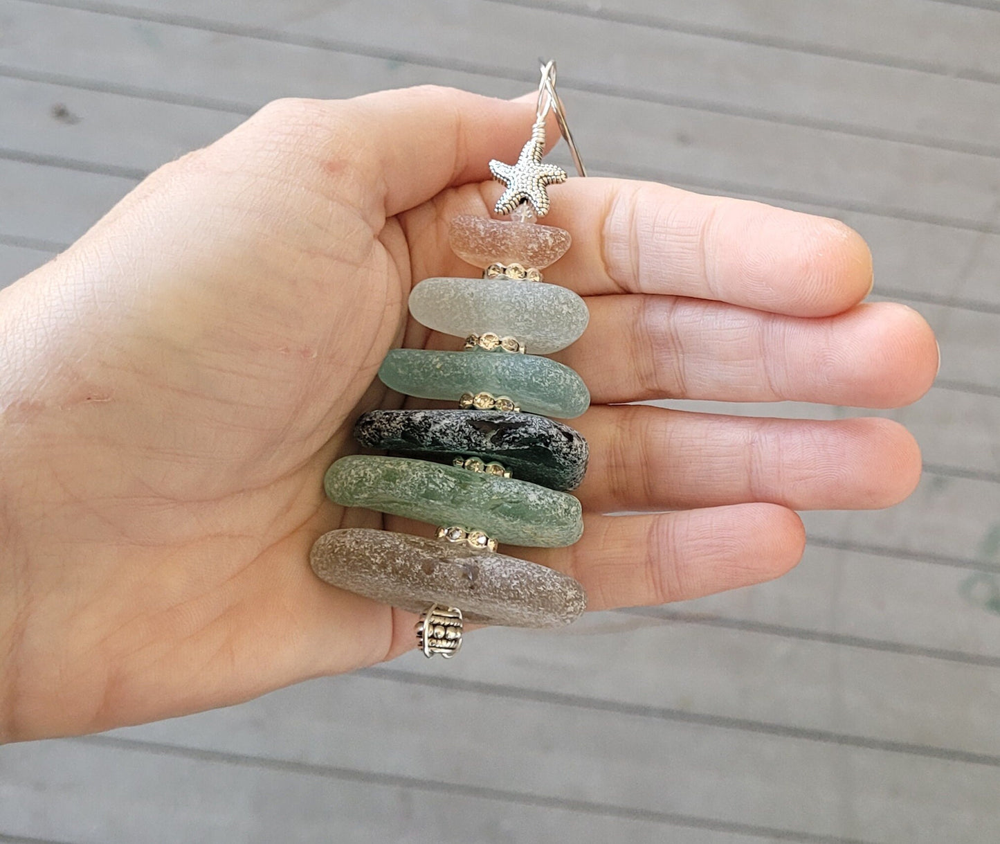 Sea Glass Christmas Tree Ornament/Sea Glass Pine Tree Ornament/Genuine Sea Glass Tree Ornament/33