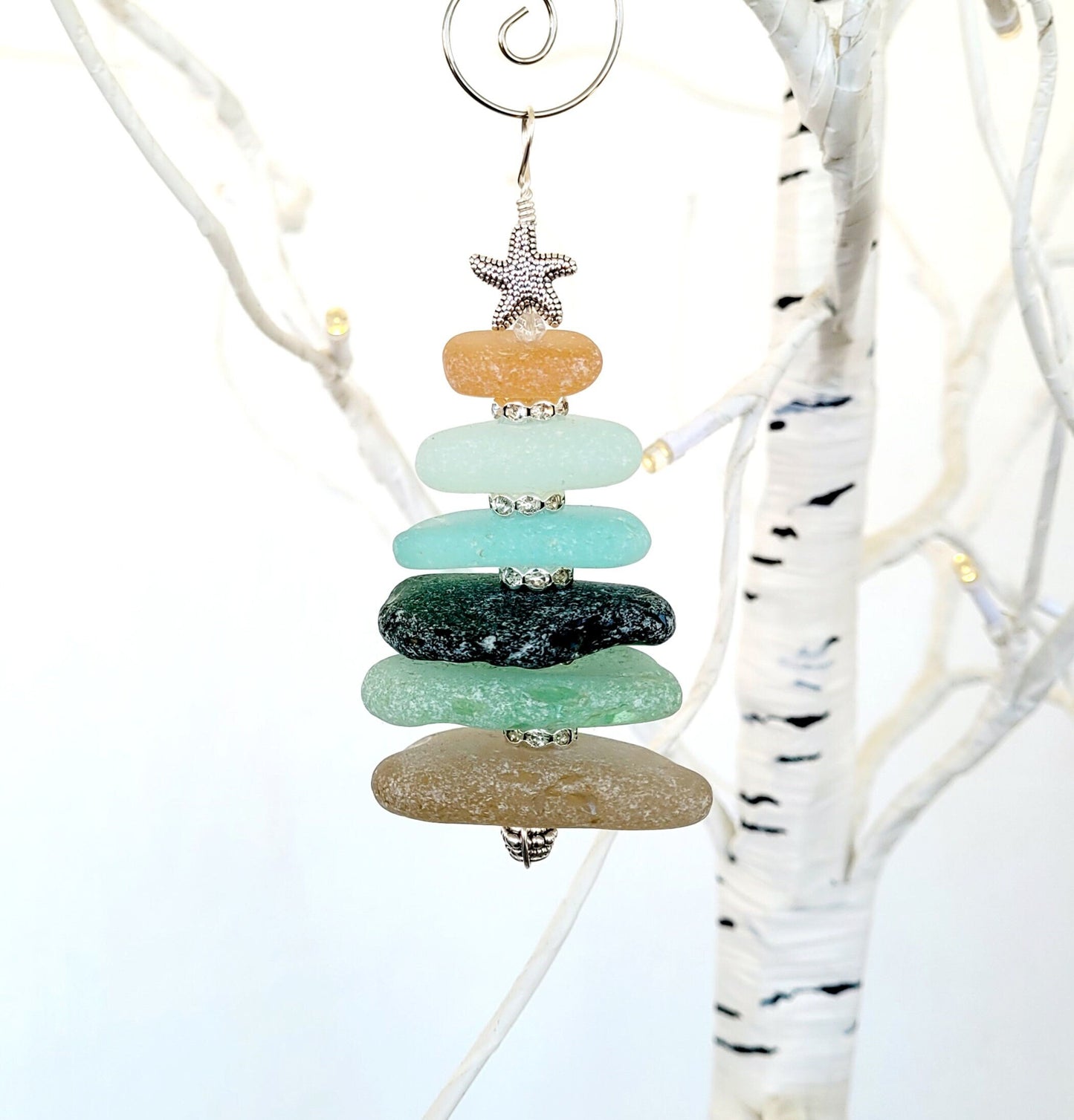 Sea Glass Christmas Tree Ornament/Sea Glass Pine Tree Ornament/Genuine Sea Glass Tree Ornament/33