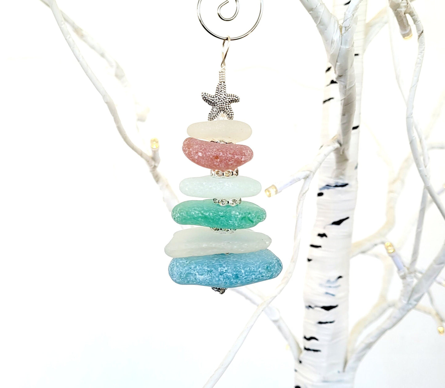 Sea Glass Christmas Tree Ornament/Sea Glass Pine Tree Ornament/Genuine Sea Glass Tree Ornament/34