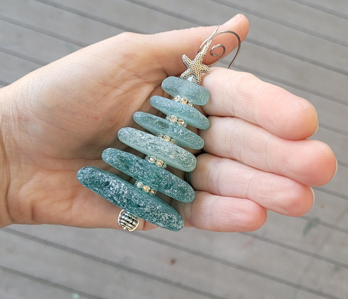 Sea Glass Christmas Tree Ornament/Sea Glass Pine Tree Ornament/Genuine Sea Glass Tree Ornament/35