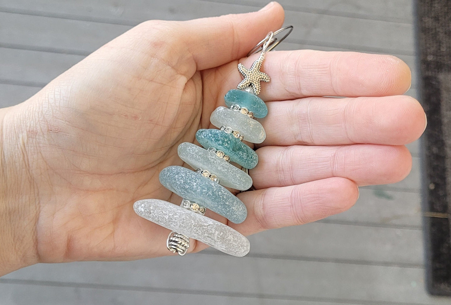 Sea Glass Christmas Tree Ornament/Sea Glass Pine Tree Ornament/Genuine Sea Glass Tree Ornament/37