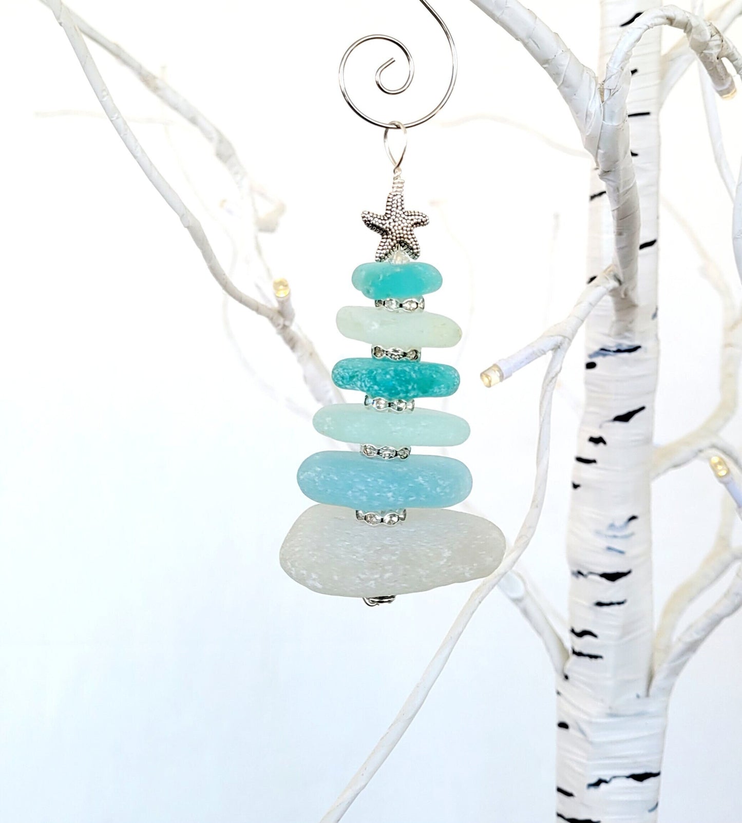 Sea Glass Christmas Tree Ornament/Sea Glass Pine Tree Ornament/Genuine Sea Glass Tree Ornament/37