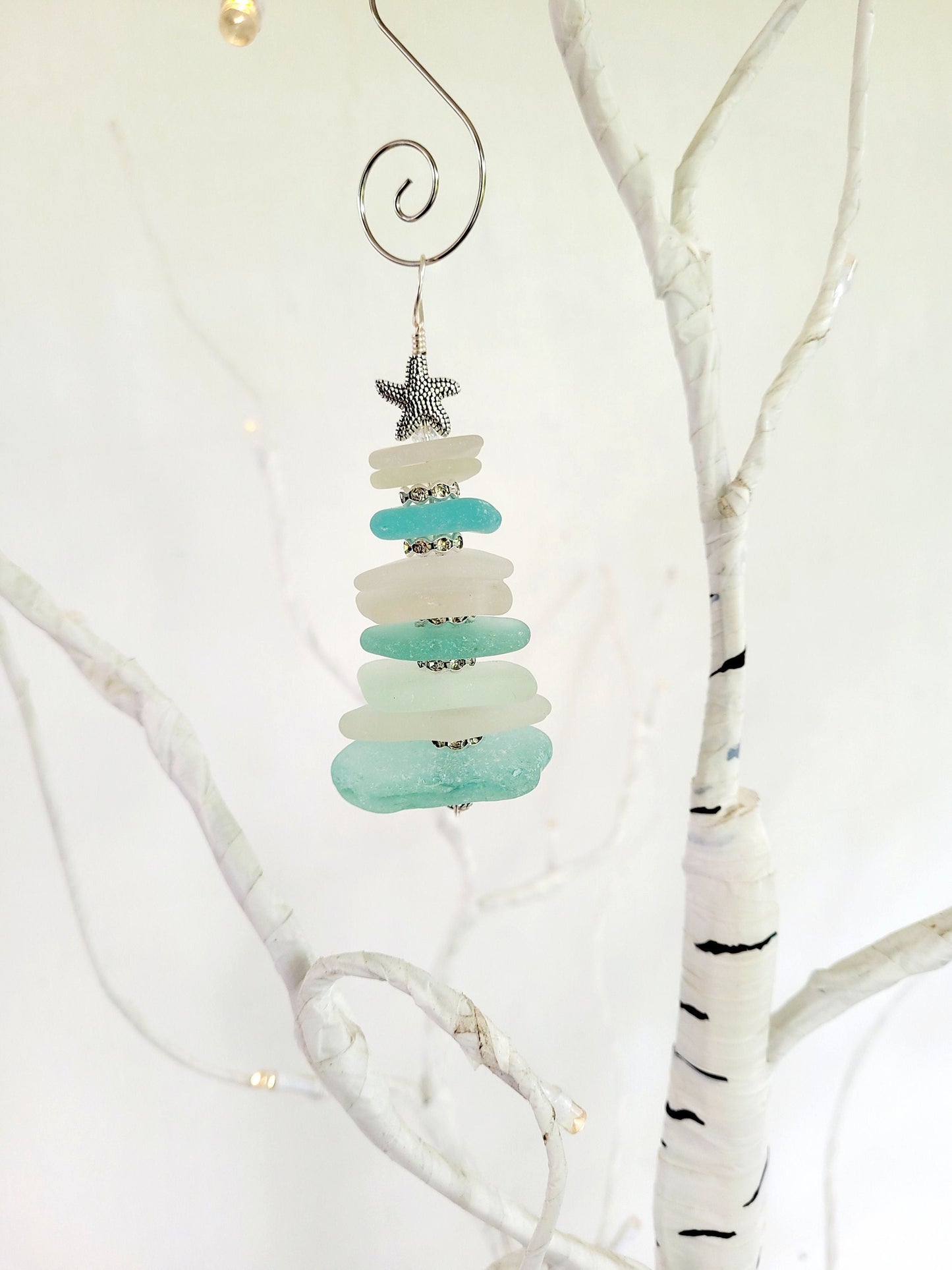 Sea Glass Christmas Tree Ornament/Sea Glass Pine Tree Ornament/Genuine Sea Glass Tree Ornament/145