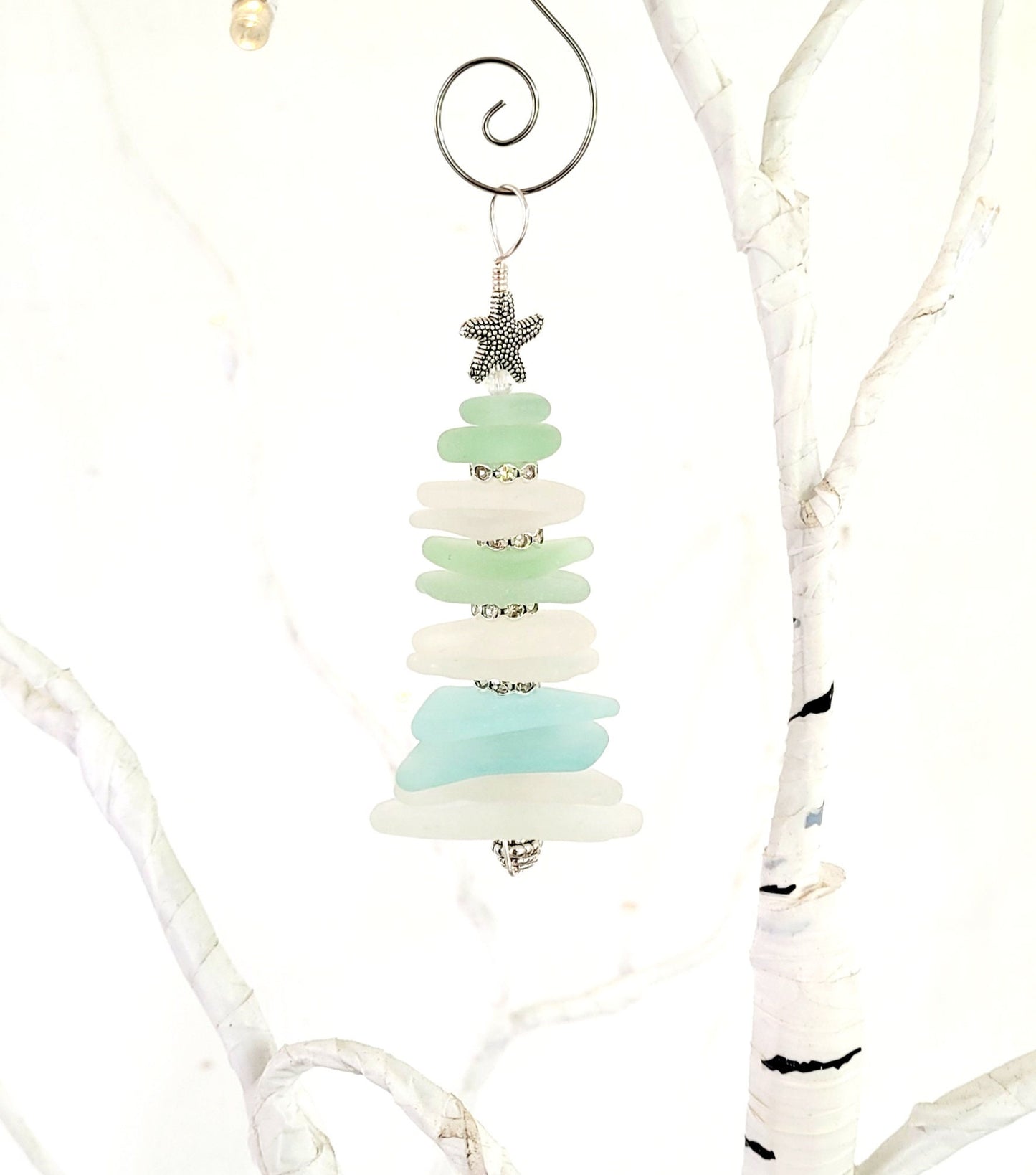 Sea Glass Christmas Tree Ornament/Sea Glass Pine Tree Ornament/Genuine Sea Glass Tree Ornament/45