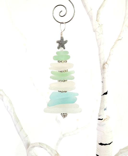 Sea Glass Christmas Tree Ornament/Sea Glass Pine Tree Ornament/Genuine Sea Glass Tree Ornament/45