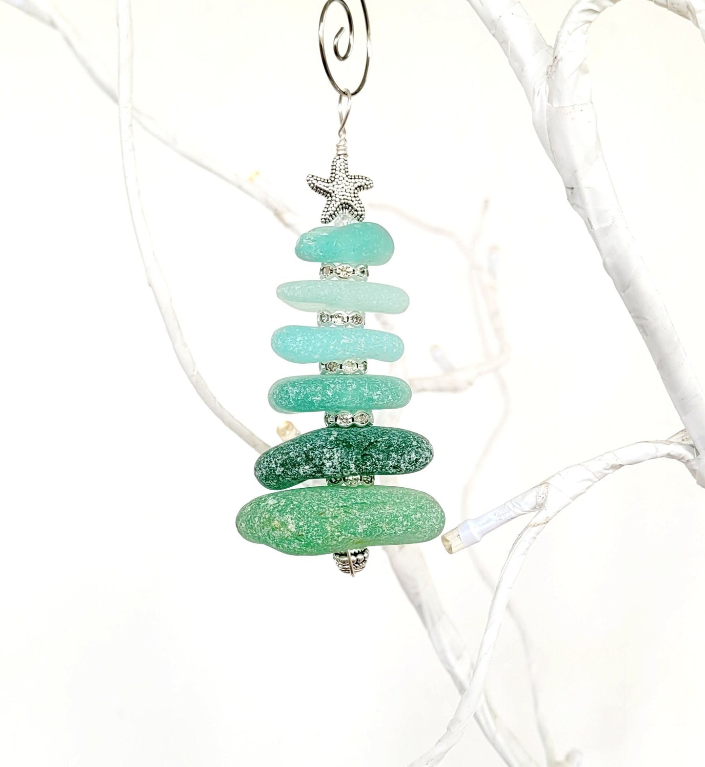 Sea Glass Christmas Tree Ornament/Sea Glass Pine Tree Ornament/Genuine Sea Glass Tree Ornament/53