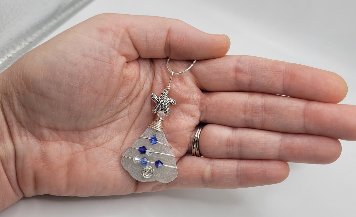 Genuine Sea Glass Christmas Tree Pendant/Sea Glass Christmas Tree Ornament/Coastal Ornament/Beach Decor/40d