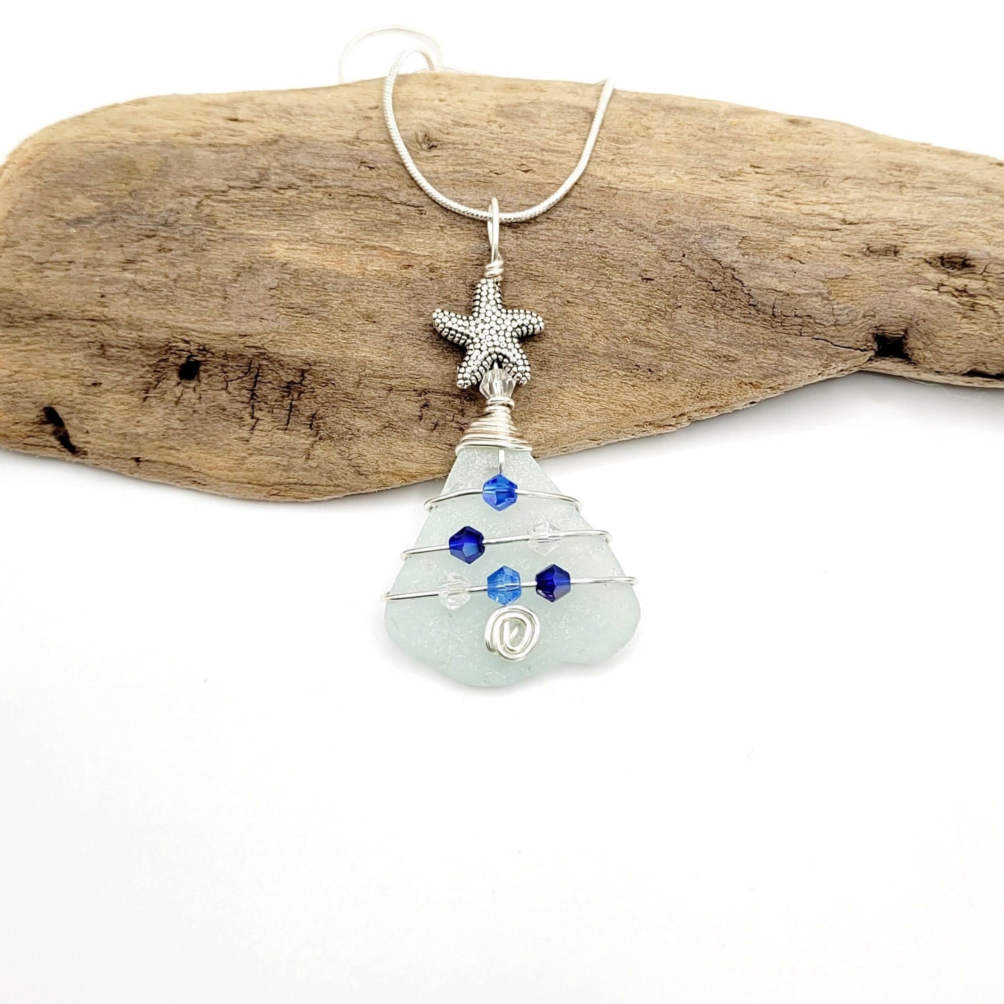 Genuine Sea Glass Christmas Tree Pendant/Sea Glass Christmas Tree Ornament/Coastal Ornament/Beach Decor/40d