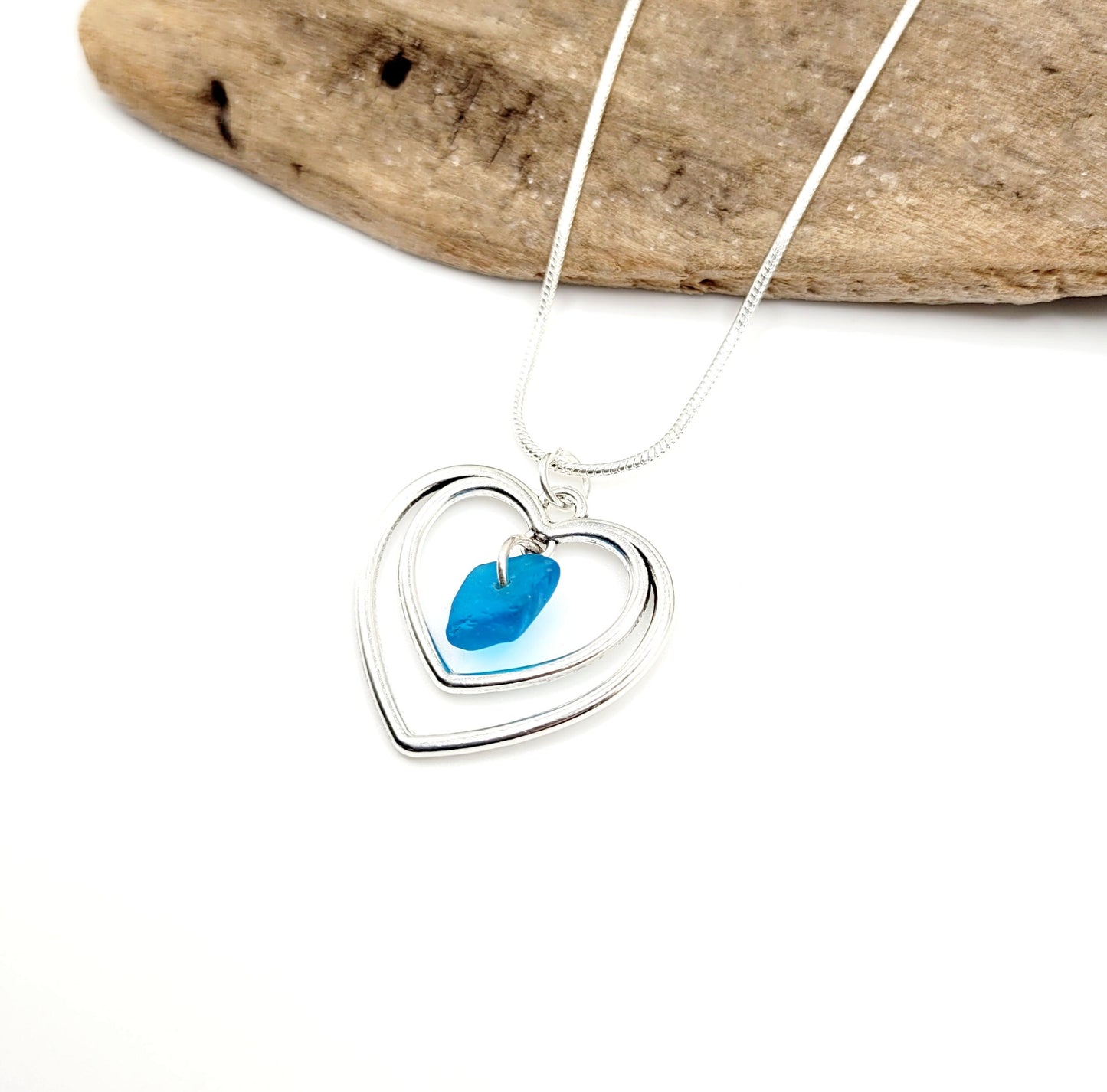 Genuine Sea Glass Pendant/Turquoise Heart Sea Glass Pendant/Natural Heart Sea Glass Pendant/Anniversary Gift/Gift for her/Unique Gift/43