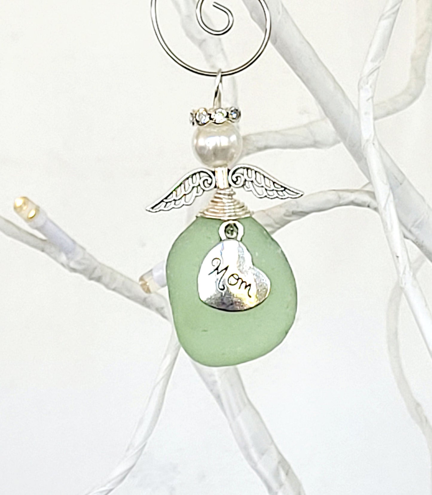 Genuine Sea Glass Angel Sun Catcher/Angel Car Charm/Angel Pendant/Angel Ornament/Get Well Gift/Gift for Her/Birthday Gift/174