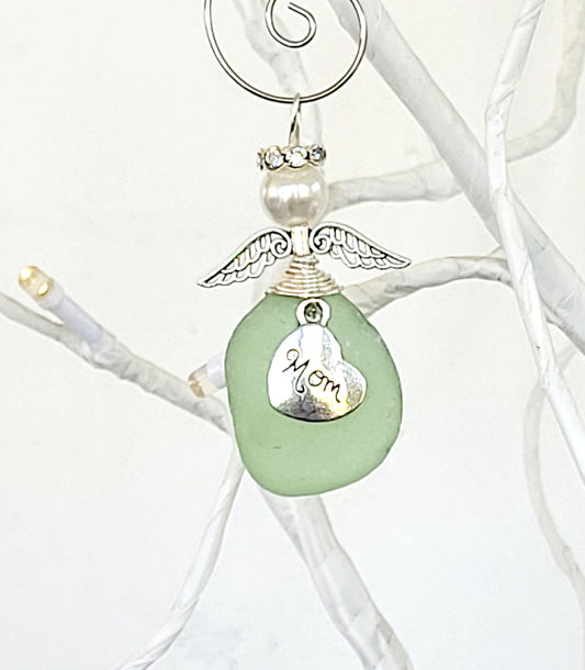 Genuine Sea Glass Angel Sun Catcher/Angel Car Charm/Angel Pendant/Angel Ornament/Get Well Gift/Gift for Her/Birthday Gift/174