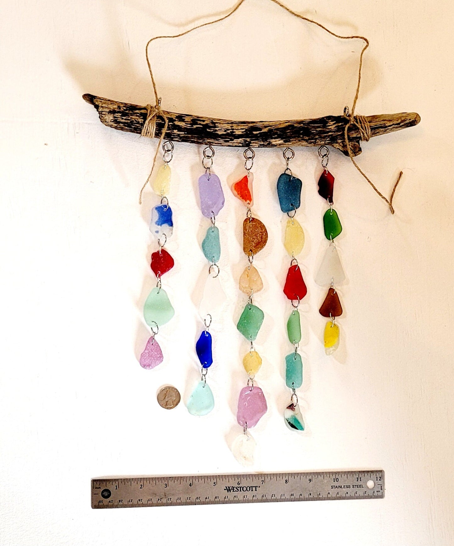 Sea Glass Suncatcher/Rare Colors/Genuine Sea Glass/Sea Glass Mobile/Sea Glass hanging/Sea Glass Windchimes/Lake House Decor/Beach House