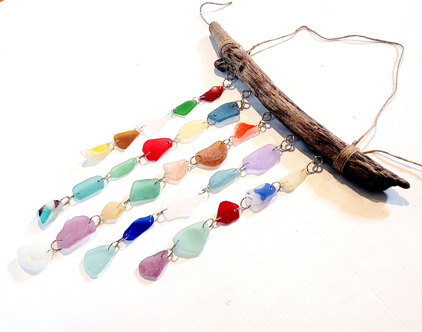 Sea Glass Suncatcher/Rare Colors/Genuine Sea Glass/Sea Glass Mobile/Sea Glass hanging/Sea Glass Windchimes/Lake House Decor/Beach House