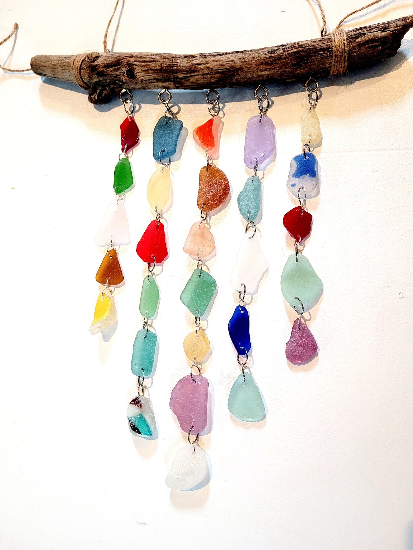 Sea Glass Suncatcher/Rare Colors/Genuine Sea Glass/Sea Glass Mobile/Sea Glass hanging/Sea Glass Windchimes/Lake House Decor/Beach House