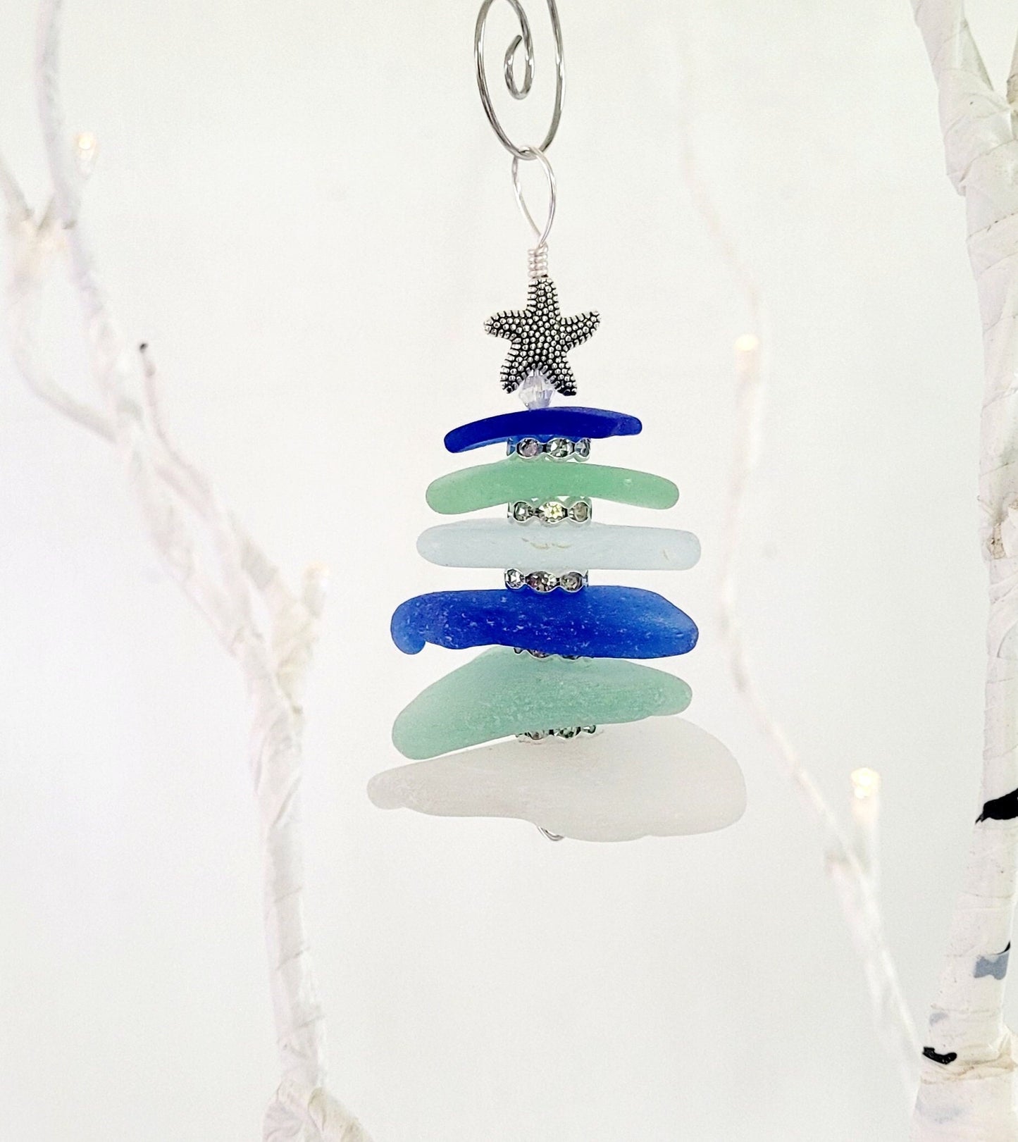 Sea Glass Christmas Tree Ornament/Sea Glass Pine Tree Ornament/Genuine Sea Glass Tree Ornament/59