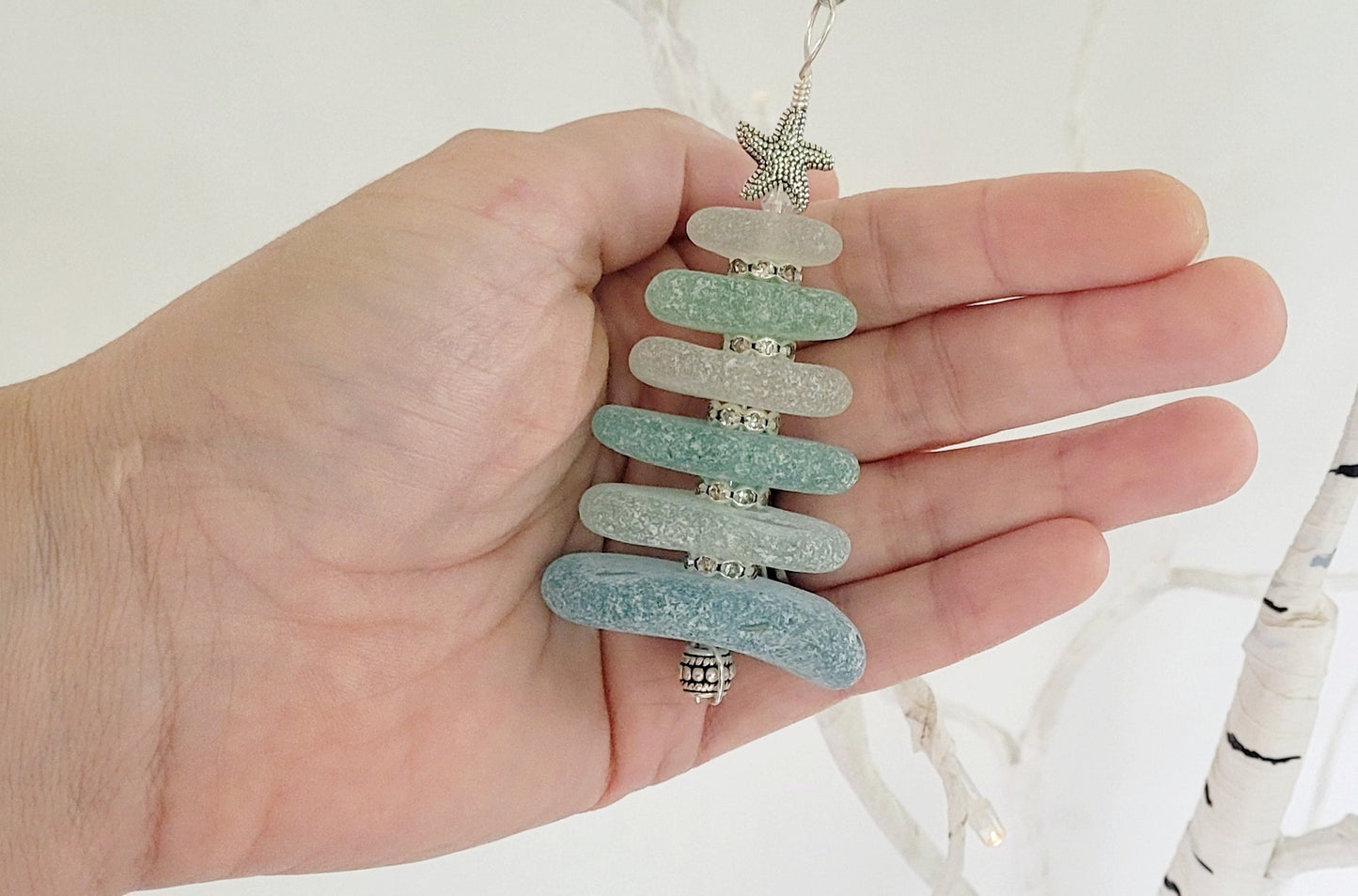 Sea Glass Christmas Tree Ornament/Sea Glass Pine Tree Ornament/Genuine Sea Glass Tree Ornament/43