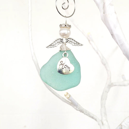 Genuine Sea Glass Angel Sun Catcher/Angel Car Charm/Angel Pendant/Angel Ornament/Get Well Gift/Gift for Her/Birthday Gift/146